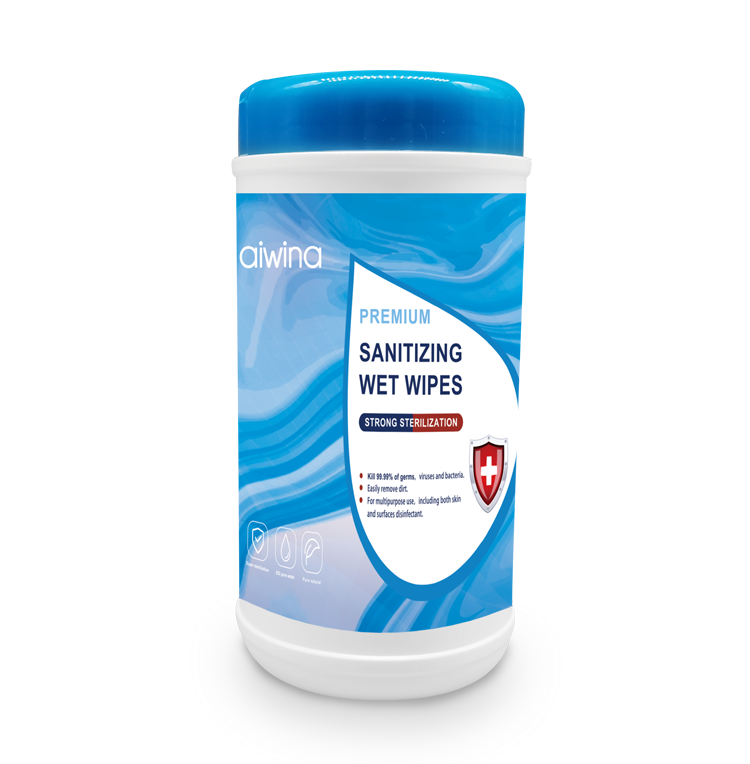 Sanitizing Wet Wipes 120 pcs canister packing 75% Alcohol